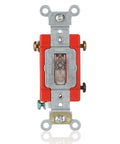 Three Way Illuminated Toggle Switch 15 Amp 120 277 VAC Heavy Duty Industrial Grade Fed Spec Clear Toggle Model 1223 LC