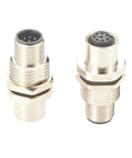 8 Pin M12 A Code Male To 8 Pin Female Bulkhead Connector IP67 Panel Mount Sensor Feedthrough Adapter with gold-plated contacts