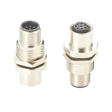 8 Pin M12 A Code Male To 8 Pin Female Bulkhead Connector IP67 Panel Mount Sensor Feedthrough Adapter with gold-plated contacts