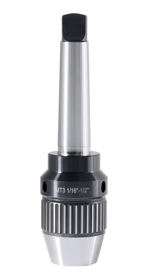 MT3 Keyless Drill Chuck, Beefed-Up With Integrated Shank And Titanium Jaws, One Sixteenth To One Half Inch Capacity, front view