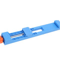 Premium Adjustable Cutting Machine Base Guide With Bi Directional Locking Brackets For Four To Six Inch Grinders, blue clamping tool.