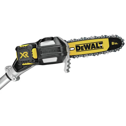 Powerful 20V Max XR Pole Saw With Fifteen Foot Reach For Tree Trimming Tackle Tall Limbs Brushless Motor Durable Bucking Strip