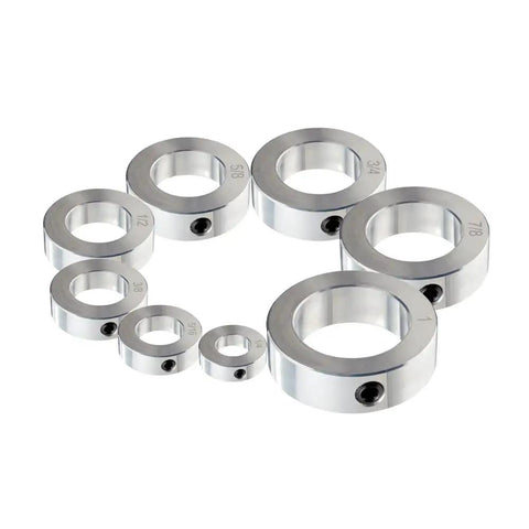 One Quarter Inch Bore Shaft Collar, Solid Steel, Zinc Plated, Set Screw, Heavy Duty Machinery Component For Industrial Use, multiple sizes