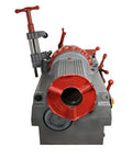 Pro Grade 110V Electric Pipe Threading Machine 750W Motor front view showcasing red and gray design for plumbing use.