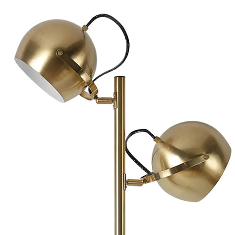 Miles 61 Inch Two Light Floor Lamp in Matte Brass Finish with Adjustable Heads detail of lamp heads and pole