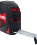 Easy Grip Tape Measure With 30 Foot Reach, Durable Rubber Exterior, Shock Resistant, Easy To Read Large Blade, Black and Red Design