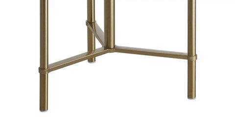 Close-up of legs on a 59 Inch Brass Gold Metal And Glass Side Table With Built In LED Floor Lamp Modern Transitional Iron Standing Lamp