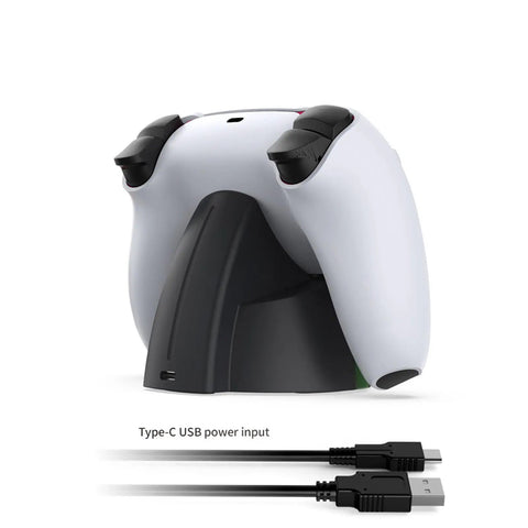 Compact Single Slot Charging Stand For Elite Controller Dock That Keeps Your Gamepad Powered Up Anytime On The Go Ultra Durable ABS Build Quick Charge Tech Space Saving Station For Effortless Play And Uninterrupted Gaming, showing back view with USB-C cable.