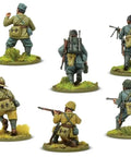 Bolt Action Italian Army and Blackshirts 1 To 56 Scale Tabletop Miniatures Set showing six painted WWII soldier figures