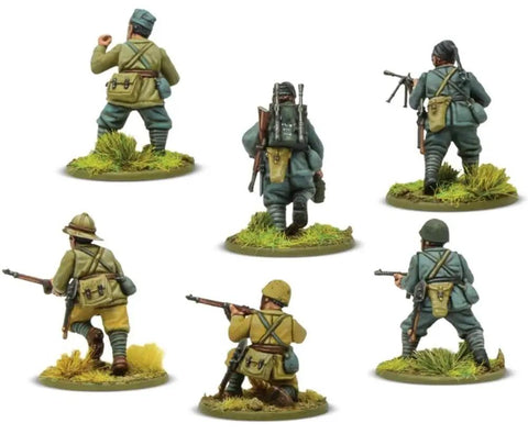 Bolt Action Italian Army and Blackshirts 1 To 56 Scale Tabletop Miniatures Set showing six painted WWII soldier figures