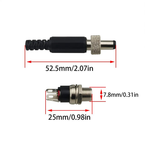 Four Pack Of Hella Tough 5.5Mm X 2.5Mm Male DC Power Plug Connectors With Screw Lock Female Panel Socket Adapters for DIY