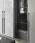 Modern kitchen with Five Pack Solid Black Long Cabinet Handles Five Point Eight Three Inch Drawer Pulls For Kitchen Cabinets Dressers And Furniture Renovation Easy To Install Durable Modern Premium Hardware installed on white cabinets.