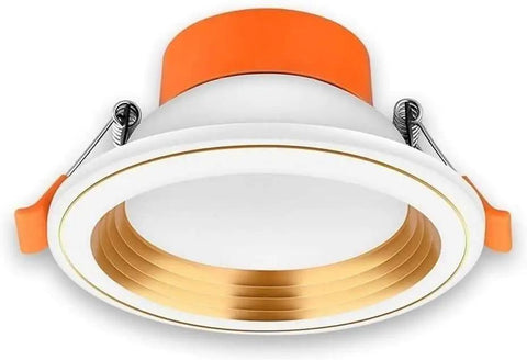 WKNHHL Recessed Lighting Housing Trim Kits Round Led Downlight Recessed Ultra Slim Chrome Aluminum Spotlight with gold trim.
