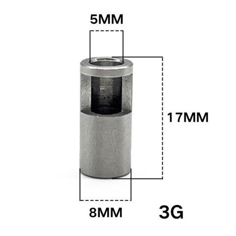 8mm To 5mm Motor Axle Adapter For 1 To 8 Scale RC Cars, showing precise dimensions and stainless steel material