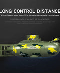 Dope RC Submarine For Water Fun Rechargeable Remote Control Submarine With One Key Dive displaying long control distance feature
