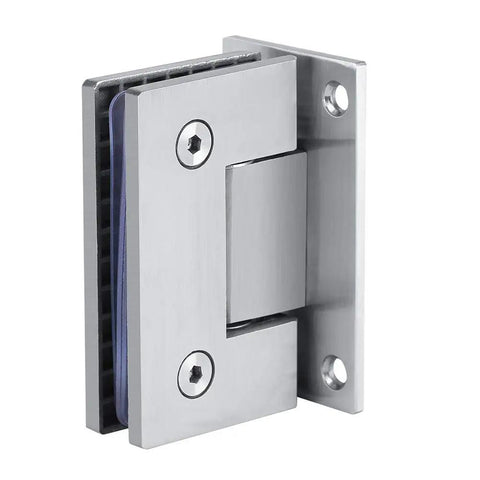 Frameless Shower Door Hinge For 8-10mm Glass Heavy Duty Brushed Stainless Steel Wall Mount Bracket 90 Degree Auto Close Fits Doors Up To 800mm Wide Dope Upgrade For Modern Bathrooms, front view