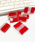 Clear Self Adhesive Mini Piano Hinges 25x35 mm For Cabinets Drawers Furniture Aquarium Lids Display Stands And DIY Projects, red adhesive back
