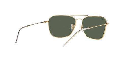 RBR0102S Caravan Reverse Sunglasses Gold Frame With Dark Green Lenses 58mm Concave Lens Design For Sharper Vision And All Day UV Protection