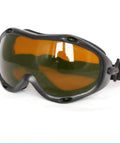 Premium Laser Safety Glasses With Killer OD5 Protection On Dual Bands Covering Violet Blue Green And Near Infrared Light From 190 To 540Nm And 800 To 1700Nm Scratch Proof Tough Glass Goggles built for pros with orange tinted lenses.