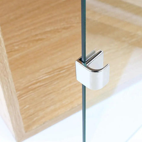 Heavy Duty Zinc Alloy Glass Clamp Hinge With Built-In Soft Close Damping, Fits 36mm Glass Thickness, 3-Way Adjustable For Smooth, Quiet Cabinet Door Operation And Safe Close, silver