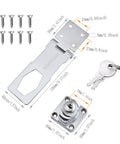 Keyed Hasp Lock With Twist Knob For Cabinets Chrome Plated Door Clasp With Screws Durable Die Cast Steel Construction