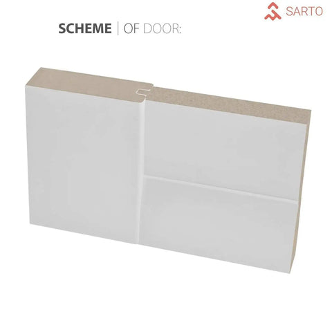 Bypass Door Kit 60 By 96 Inches With 6.6 Ft Hardware White Silk Finish shown in cross-section view