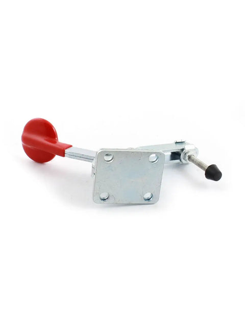 U Shaped Bar Vertical Toggle Clamp With Side Mount, Beefy Heavy-Duty Holding Clamp For Quick Action, 20Kg-300Kg (44Lb-661Lb) Capacity, 60 Degree Handle Open, 90 Degree Bar Open, Red And Silver side mount clamp on white background