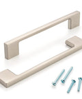 10 Pack 5 Inch Hole Center Brushed Nickel Cabinet Pulls Satin Nickel Hardware For Cabinets Drawers And Furniture With 1 Inch And 1-1/2 Inch Screws