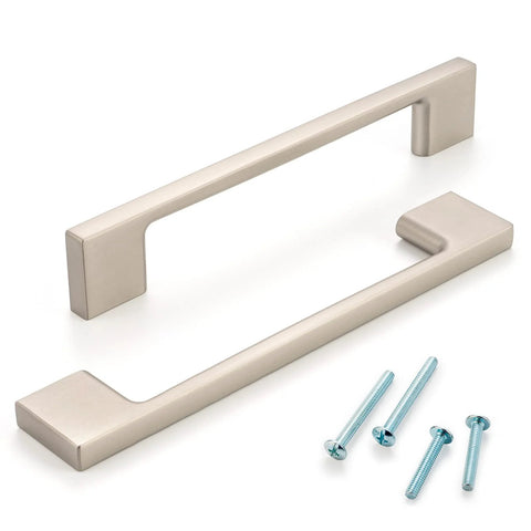 10 Pack 5 Inch Hole Center Brushed Nickel Cabinet Pulls Satin Nickel Hardware For Cabinets Drawers And Furniture With 1 Inch And 1-1/2 Inch Screws