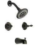 Oil Rubbed Bronze Tub And Shower Faucet With Two Handles Convertible Design Multi Setting Shower Head Washerless Brass And Copper Waterways