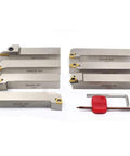 Oscarbide 3/4 in shank nickel-plated indexable lathe tool holders with tin-coated carbide inserts, 7-piece set
