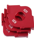Heavy Duty Aluminum Radius Jig Router Templates Set Corner Routing Bit Circles R20 and R30 precision red plates.