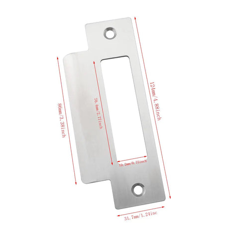 Universal 4 7/8 Inch Latch Strike Plate Backplate Kit In Iron With Brushed Zinc Finish And Screws Built Tough For Silver Door Latch Plate