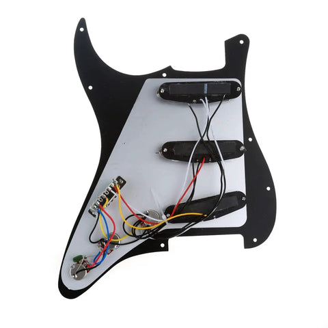 Loaded 11 Hole Strat Pickguard Prewired With Ceramic SSS Single Coil Pickups For Squier Stratocaster Style Electric Guitars Black back view