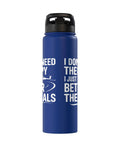 Royal blue insulated stainless steel water bottle for sailplane pilots and glider fans, with printed text on the side.