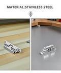 Stainless Steel Marine Boat Door Catch Latch Kit For Yachts Campers And Patios Perfect 3 Piece Silver Holder Set Easy Install Vessel Hardware on a wooden and a gray surface.