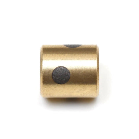 Workhorse Grade Carbon Steel Bronze Sleeve Bearing 3mm Bore 5mm OD 5mm Length showing bronze color with black dots.