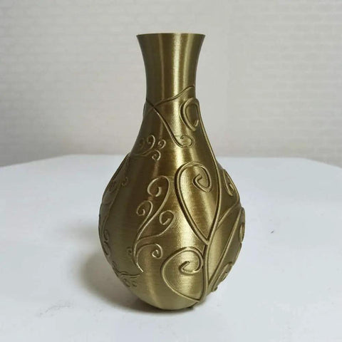 3D printed vase made with Silk Antique Gold PLA Filament 1.75mm 1kg 3D Printer Material With Dope Shiny Metallic Bronze Brass Old Gold Finish