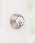 Key Control Deadbolt Lock With SmartKey Security And Microban Protection For Exterior Front Entry, Satin Nickel Finish