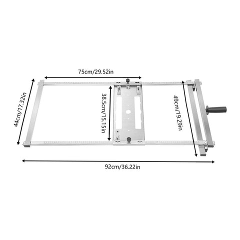Pro Grade Circular Saw Edge Guide Kit For Precision Straight Cuts, visible measurements, stainless steel frame with ruler.