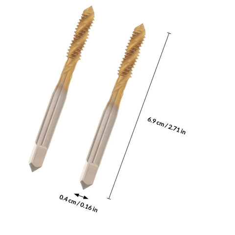 Two Pack High Speed Steel Spiral Point Plug Threading Tap 1/4-20 Wear Resistant, Fast Cutting, Rugged Pro Grade Tool For Metal And Hard Materials, Power Tool Accessory, Long Lasting Threads, shown with size label