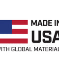 American flag with text 'Made in USA with Global Materials'