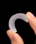 Close-up of flexible PU cushion from 20 Pack Clear Toilet Seat Bumpers Replacement Kit For Bidet And Lid Universal Fit Includes 4 Large And 16 Small