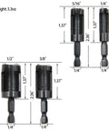 Heavy Duty Wood Plug Cutters Drill Bit Set With Quarter Inch Hex Shank showing measurements of straight and tapered carbon steel bits.
