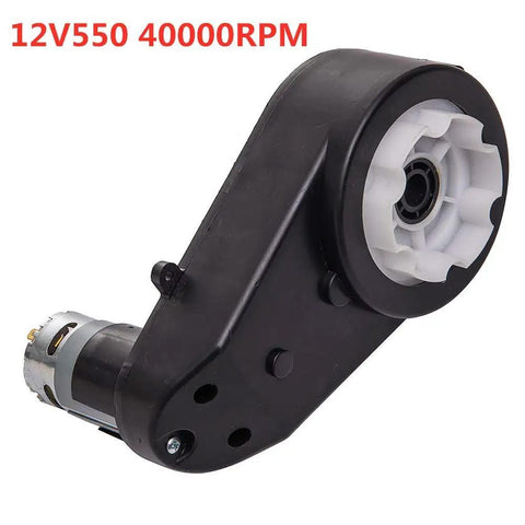 12V DC Motor Gearbox For Kids Ride On Cars With High Torque Drive Engine RS550 40000RPM black casing, front view