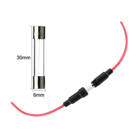 Inline AGC Fuse Holder 6x30mm, 15 Pack, 32V 20A Fast Blow Glass Fuse with 16 AWG Wire, Waterproof Plastic and Metal Design