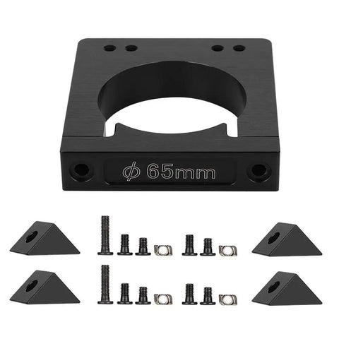 Heavy Duty Aluminum CNC Spindle Motor Mount Bracket 65mm Precision Machined Adapter Plate with connectors and fasteners