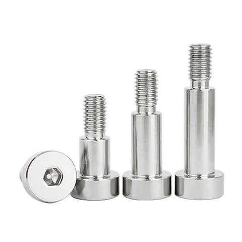 Five Or Ten Piece Hex Socket Shoulder Screws Set In M2 M2.5 M3 M4 Sizes 304 Stainless Steel Roller Bearing Style Bolts