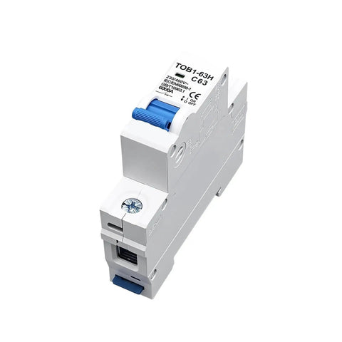 Tough As Nails Heavy Duty MCB Miniature Circuit Breaker C Curve 63 Amp 230 400 Volt Panel Switch side view with blue lever and markings.
