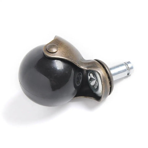 Antique Bronze Swivel Caster Wheels Built For Low Pile Carpet, black ball, tool-free setup for office chairs, smooth glide.